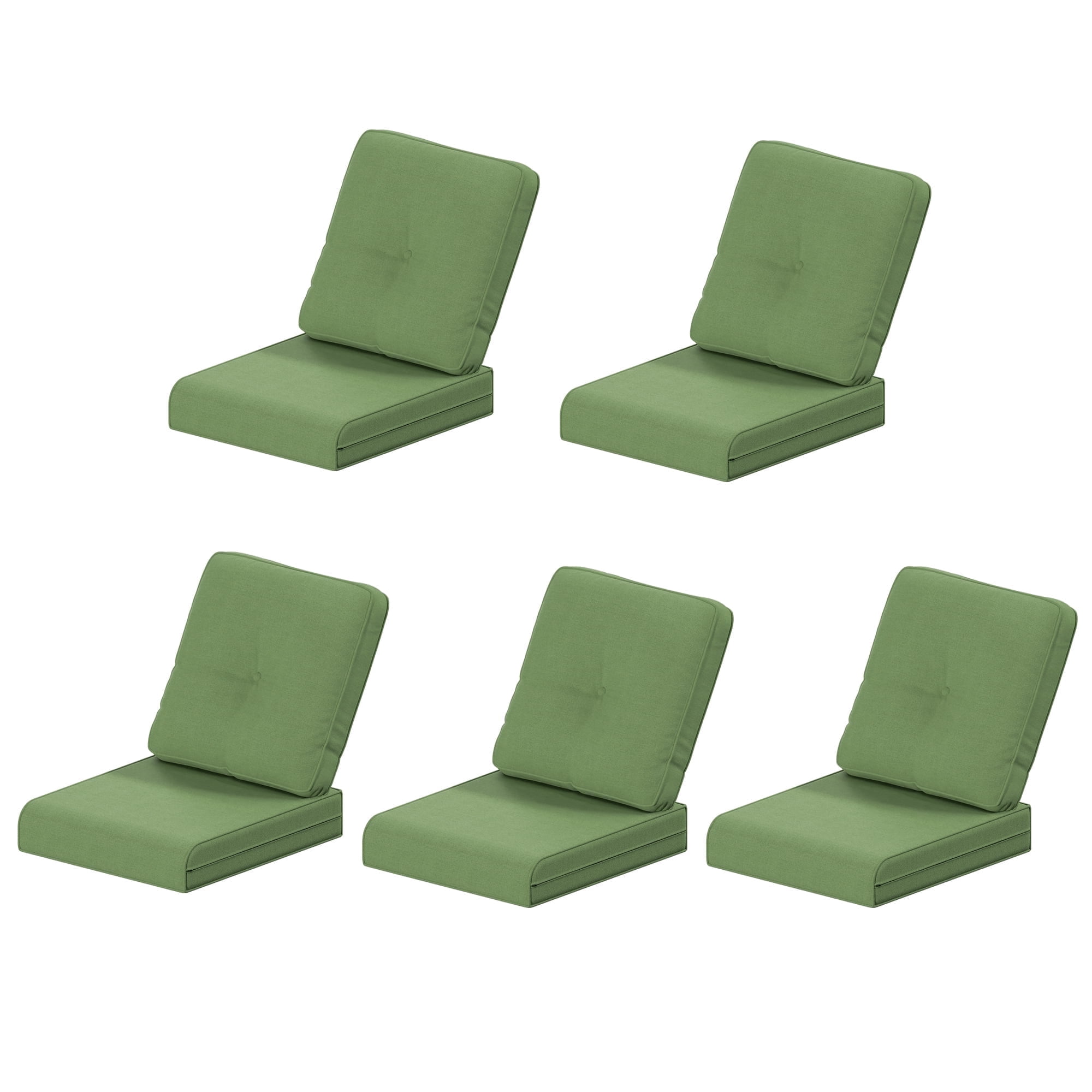 4 Inch Outdoor Cushions, Suitable for Patio Furniture, Water-Resistant & Fade-Resistant, 5 Sets, Green