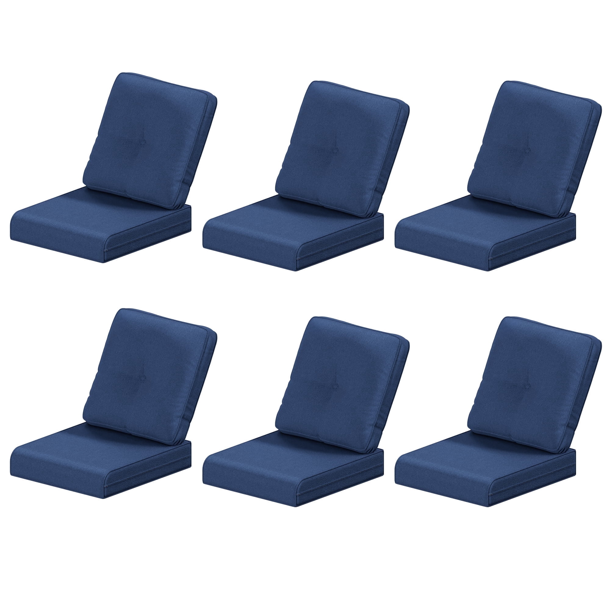 4 Inch Outdoor Cushions, Suitable for Patio Furniture, Water-Resistant & Fade-Resistant, 6 Sets, Dark Blue