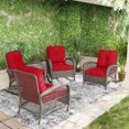 thumbnail image 1 of MeetLeisure 4-Piece Outdoor Wicker Chairs, Including 2 Armchairs and 2 Rocking Chairs, Red, 1 of 9