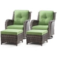 thumbnail image 1 of MeetLeisure 4 PCS Wicker Patio Furniture Set, Swivel Rocker Chairs with 2 Ottomans, High Back, Deep Seating, Wide Armrest, Thick Cushions for Deck Porch, Green, 1 of 10