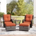 thumbnail image 1 of MeetLeisure 5 Piece Wicker Patio Furniture Set, 2 Swivel Rocker Chairs with 2 Ottomans and 1 Side Table, High Back, Deep Seating, Wide Armrest, Thick Cushions for Deck Porch, Orange, 1 of 11