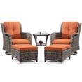 thumbnail image 1 of MeetLeisure 5 Pieces Outdoor Furniture Patio Furniture Set with Two Swivel Rocking Chairs,Two Ottomans, One Side Table, Orange, 1 of 9