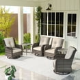 thumbnail image 1 of MeetLeisure 6 Piece Wicker Patio Furniture Set with 2 Side Tables, Outdoor Swivel Rocker Chairs with High Back, Deep Seating, Wide Armrest, Thick Cushions for Deck Porch, Beige, 1 of 10