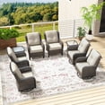 thumbnail image 1 of MeetLeisure 8 Piece Wicker Patio Furniture Set, Swivel Rocker Chairs with 2 Side Tables, High Back, Deep Seating, Wide Armrest, Thick Cushions for Deck Porch, Beige, 1 of 10