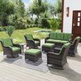 thumbnail image 1 of MeetLeisure 8 Pieces Outdoor Furniture Patio Furniture Set with One 3-Seat Sofa, Two Swivel Rocking Chairs,Two Rocking Chairs, Two Ottomans,One Side Table, Green, 1 of 14
