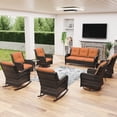 thumbnail image 1 of MeetLeisure 9 Pieces Outdoor Furniture Patio Furniture Set with One 3-Seat Sofa, Four Swivel Rocking Chairs,Two Rocking Chairs,Two Side Tables, Orange, 1 of 15