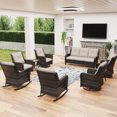 thumbnail image 1 of MeetLeisure 9 Pieces Outdoor Furniture Patio Furniture Set with One 3-Seat Sofa, Four Swivel Rocking Chairs,Two Rocking Chairs,Two Side Tables, Beige, 1 of 15