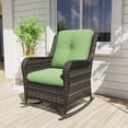 thumbnail image 1 of MeetLeisure Hand-woven Wicker Outdoor Rocking Chair with Green Cushion, 1 of 10