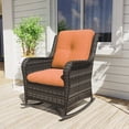 thumbnail image 1 of MeetLeisure Hand-woven Wicker Outdoor Rocking Chair with Orange Cushion, 1 of 10