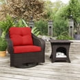 thumbnail image 1 of MeetLeisure Outdoor Polyethylene (PE) Wicker Swivel Rocker Chair with Side Table, Red, 1 of 9