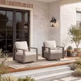 thumbnail image 1 of MeetLeisure Outdoor Swivel Patio Metal Chairs Set of 2, 360 Degree Glider Rocker Rattan Chairs with Washable Cushion & Steel Rectangular Armrest for Porch, Beige, 1 of 11