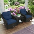 thumbnail image 1 of MeetLeisure Outdoor Swivel Rocker Wicker Patio Chairs Sets of 2 with Table, Navy, 1 of 10