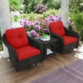 thumbnail image 1 of MeetLeisure Outdoor Swivel Rocker Wicker Patio Chairs Sets of 2 with Table, Red, 1 of 9