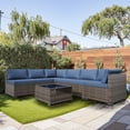 thumbnail image 1 of MeetLeisure Patio Furniture Sets, Modular Rattan Outdoor Patio Sectional Furniture Sofa Set for Garden, Backyard and Poolside, Blue, 1 of 8