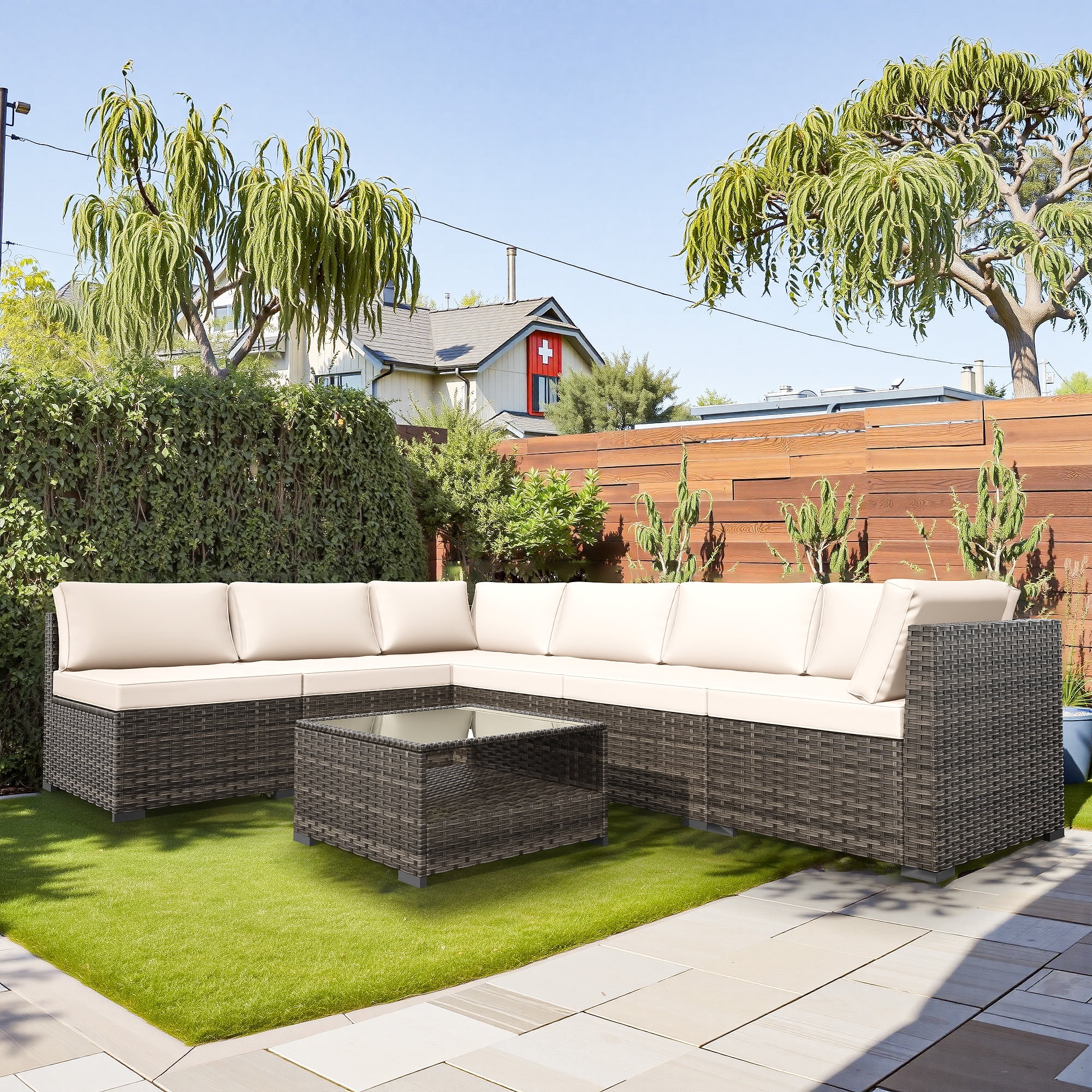 MeetLeisure Patio Furniture Sets, Modular Rattan Outdoor Patio ...