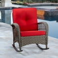thumbnail image 1 of MeetLeisure Patio Wicker Outdoor Lounge Rocking Chair with Cushion, Red, 1 of 8
