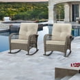 thumbnail image 1 of MeetLeisure Patio Wicker Outdoor Lounge Rocking Chair with Cushion(Set of 2), Beige, 1 of 8