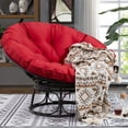 thumbnail image 1 of MeetLeisure Wicker Outdoor Patio Papasan Lounge Chair with Red Cushion, 1 of 7