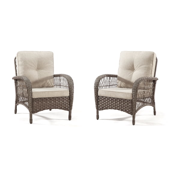 MeetLeisure Wicker Outdoor loveseat with Beige Cushion and Table