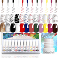 thumbnail image 1 of 12 Colors Halloween Gift Gel Nail Polish Liner Nail Set, 5ml UV Lamp Soak-Off Polishes with Built-in Thin Brush, Pigmented White Red Pink Green Gold Glitter, DIY Salon Quality Liner Nail Art Kit for, 1 of 6