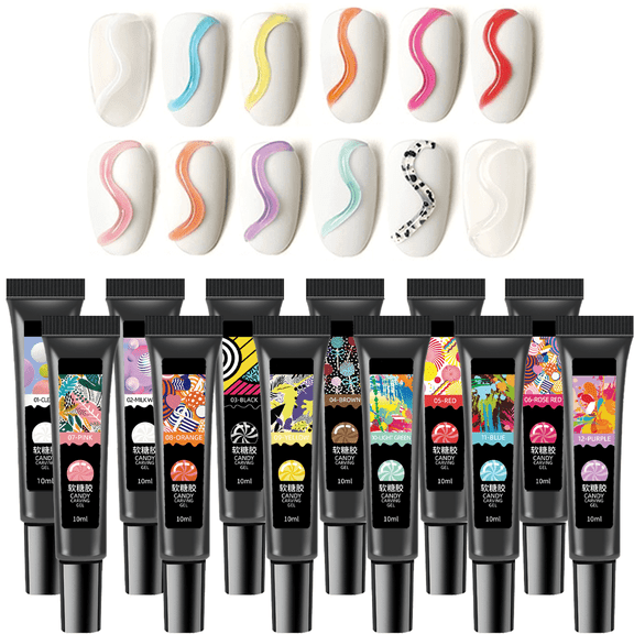 MeetNail Sculpting Gel Polish Set 10ml 12 Colors 3D Carving Candy Gel Nail Art Design Diy Manicure at Home