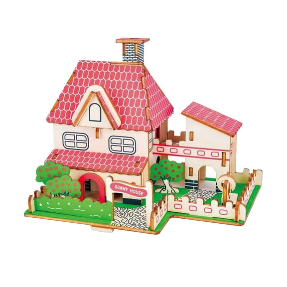 MeetYTOYS 3D Wooden Puzzles Model Micro House Building Kits(45 Pieces), DIY Craft Village Architecture Building Blocks Puzzle Learning Toys
