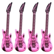 MeetYTOYS 4Pcs Inflatable Blow up Guitar Toy Party Decorations Inflatable Party Props Musical Instrument for Carnival Party Favors Rock and Roll Party Supplies  Light-pink