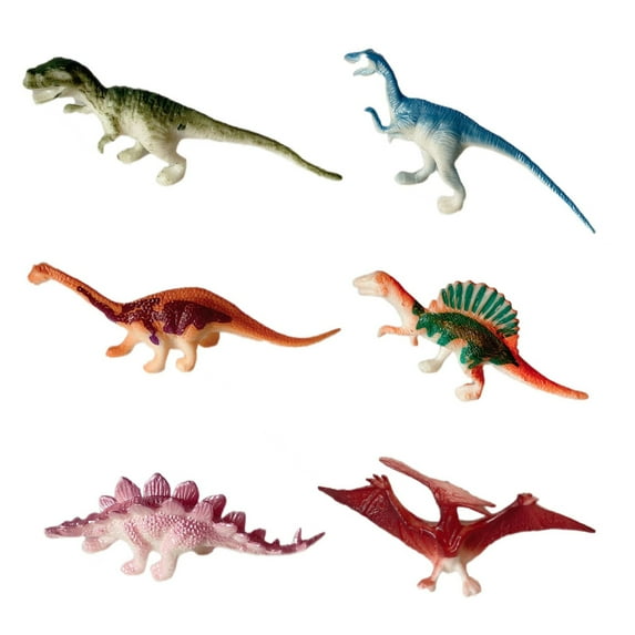 MeetYTOYS 6 Piece Mini Dinosaur Toy Set for Party Favor Supplies Birthday Cupcake Toppers, Plastic Figure Toys for Kids Toddler 2 3 4 5 6 7 8 9