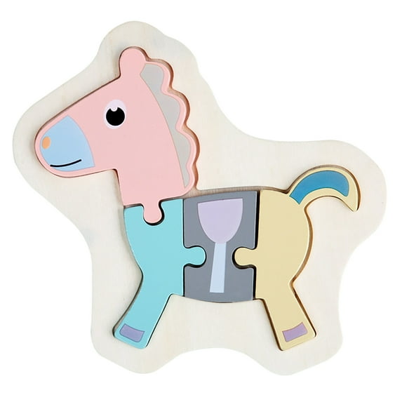 MeetYTOYS Animals Shaped Jigsaw Puzzles Wooden s, Wooden Montessori Toys Early Development Learning Educational Preschool Toys Birthday Gift(Horse)