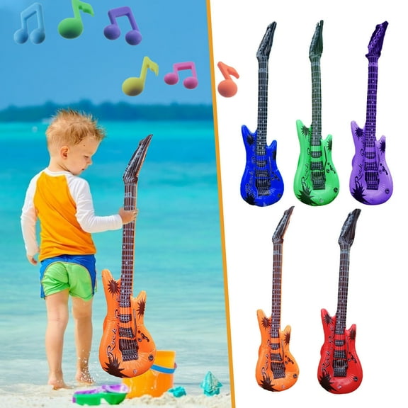 MeetYTOYS Inflatable Blow up Guitar Toy Party Decorations Inflatable Party Props Musical Instrument for Carnival Party Favors Rock and Roll Party Supplies ，Red