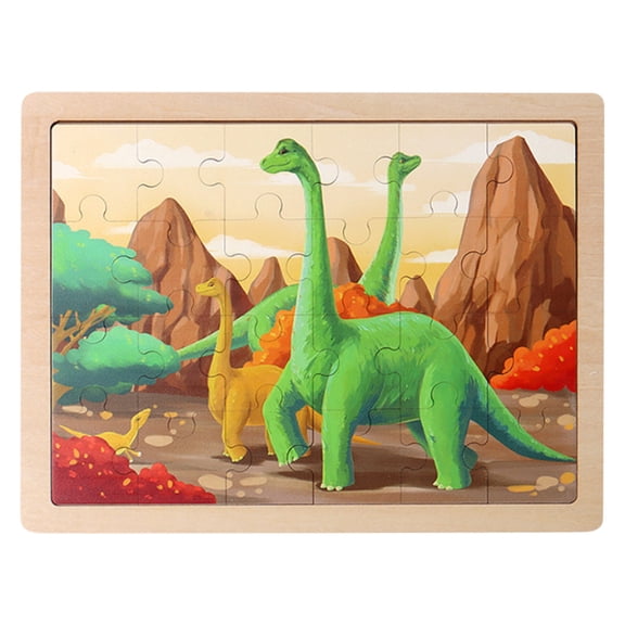 MeetYTOYS Jigsaw Puzzles Wooden s Set, 24 Pieces Colorful Educational Animal Puzzles(Dinosaurs)