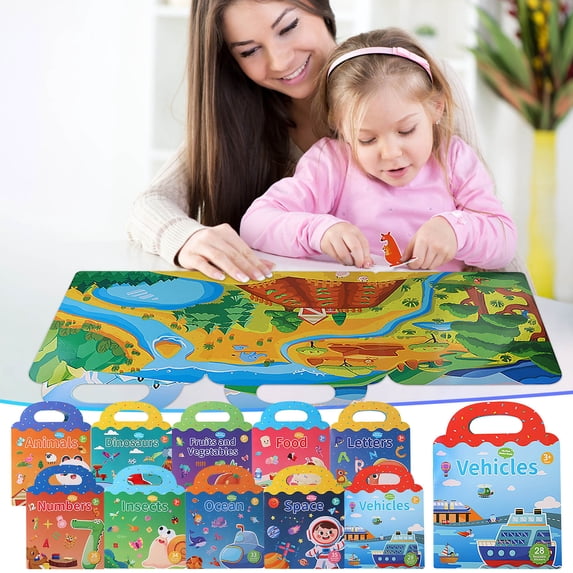 MeetYTOYS Sticker Reusable, Sticker Pads Removable Stickers Toy for Kids Fashion Activity, Creative Sticker Story for Toddlers Age 3+ Birthday Gifts
