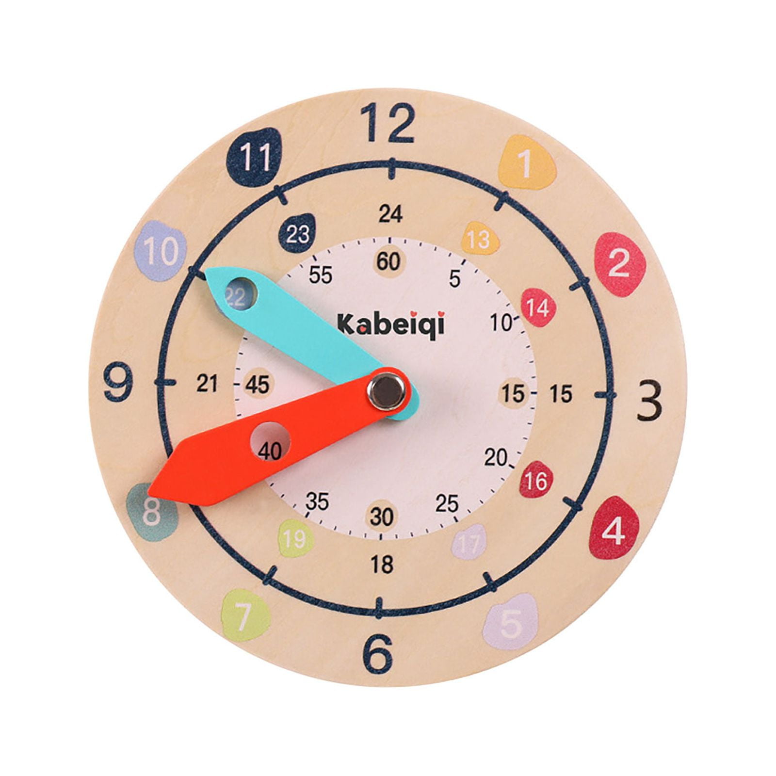 MeetYTOYS Wooden Learning Clock for Kids, Silent Analog Kids Clock for