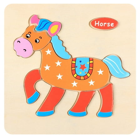 MeetYTOYS Wooden Puzzles, Animal Montessori Toys Learning Educational Preschool Puzzle Toys Birthday Gift Party Game(Horse)