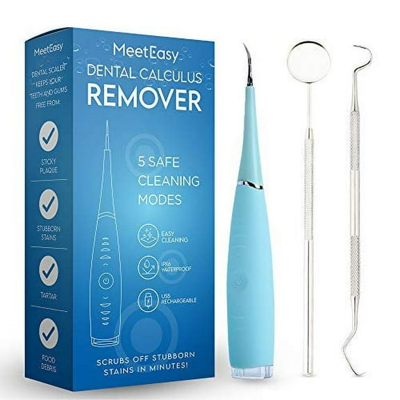 Electric Sonic Dental Calculus Plaque Remover Tool Kit - Tooth Scraper Tartar Removal Cleaner - Teeth Stain Eraser Polisher - Remove Tarter for Kids Adult - 100% Proven Safe