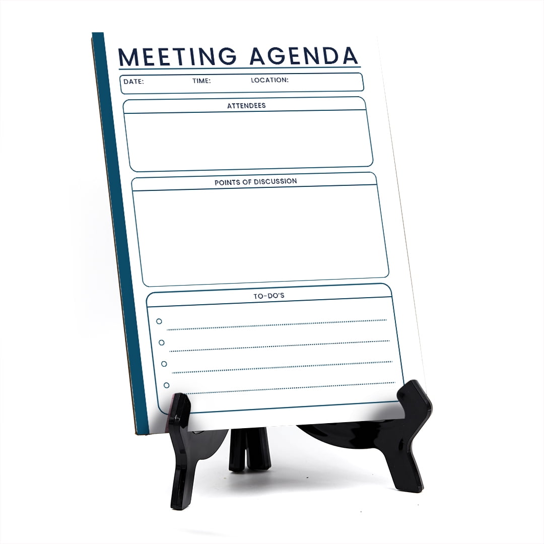 Meeting Agenda Dry Wipe Liquid Chalk Table Sign (6x8") Office And Home