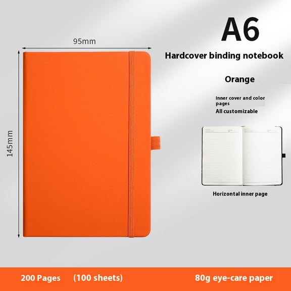 Meeting Lined Journaling College Ruled Hardcover Paperage Notebooks for Work School-Orange-A6