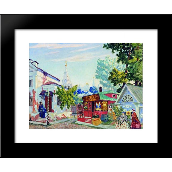 Meeting. Stage design for the Ostrovsky's play 'The easy money' 20x24 Framed Art Print by Boris Kustodiev