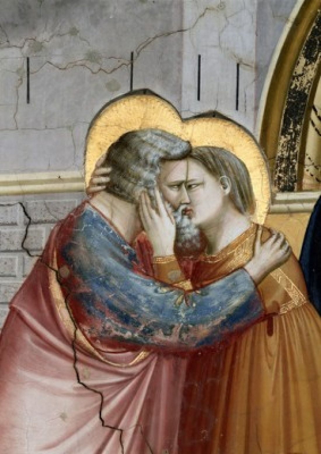 Meeting at the Golden Gate - Detail Giotto (ca1266-1337 Italian) Fresco Capella Scrovegni Padua Italy Canvas Art - Giotto di Bondone (24 x 36)