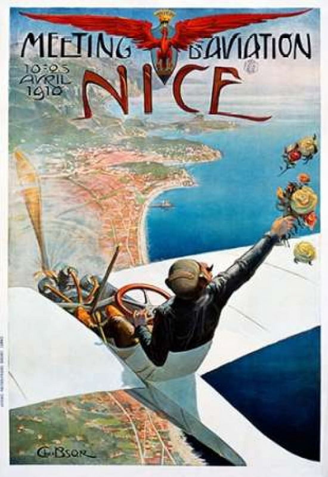 Meeting d‚ÄôAviation Nice Canvas Art - Charles Leonce Brosse (20 x 28)