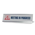 thumbnail image 1 of Meeting in Progress Board, Silver Frame,Desk Sign (2x8), 1 of 3