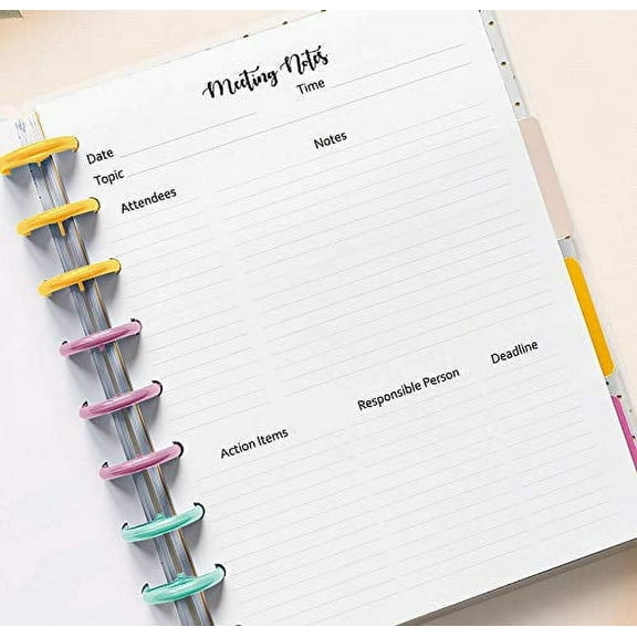 Meeting notes inserts, refills for 7 Disc Planners