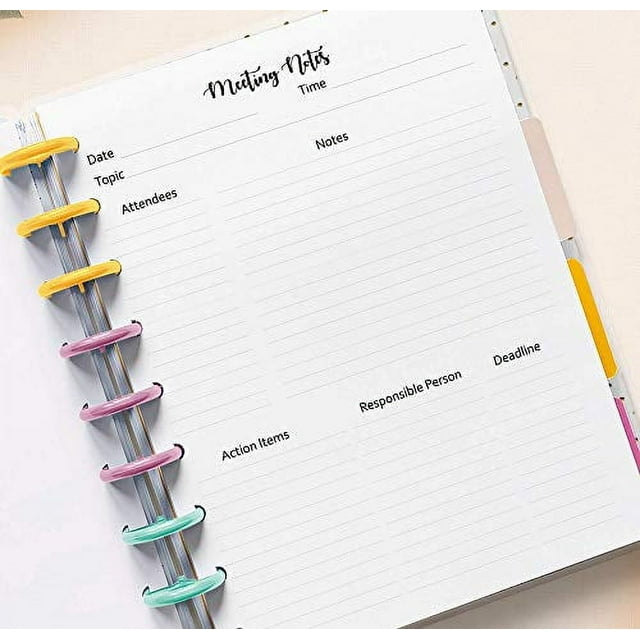 Meeting notes inserts, refills for 9 Disc Happy Planners - Walmart.com
