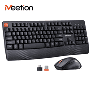 Meetion C4130 Wireless Keyboard and Mouse Combo, Full Size with Wrist Rest, Usb 2.4G for PC Desktop Laptop, Black
