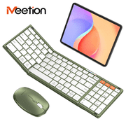Meetion Foldable Keyboard and Mouse, Bluetooth & 2.4G wireless, Portable, Rechargeable, Green