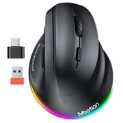 Meetion Vertical Ergonomic Wireless Mouse, Rechargeable Type-C, Bluetooth & 2.4G, Large Comfort Grip for PC/Mac, Black