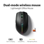 Meetion Wireless Mouse, Silent Rechargeable Bluetooth Mouse with 2.4G Connection, Lightweight Ergonomic Computer Mouse with USB-C Charging, 6 Buttons and Adjustable DPI for Laptop PC Mac