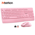thumbnail image 1 of Meetion Pink Wireless Keyboard and Mouse Combo with Wrist Rest, USB 2.4G Full-Size, for PC/Home Office, 1 of 8