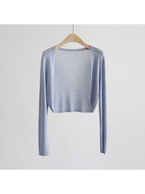 Meetitsneeds Sun Knit Cardigan Women's Thin Ice Silk, Coat shawl air-conditioned, Long Sleeve Thin Knit Coat Shawl Blue