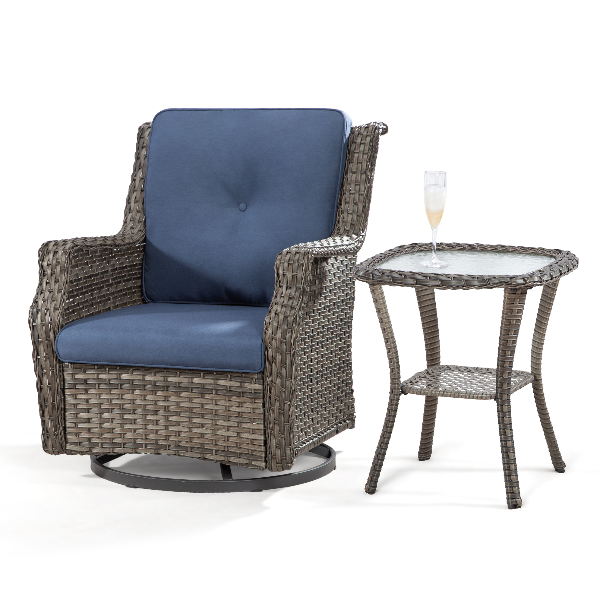 Meetleisure 1 Pieces Outdoor Patio Furniture Wicker Swivel Chair with